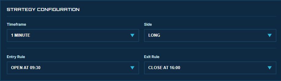 Set the timeframe, side, and Entry Rule