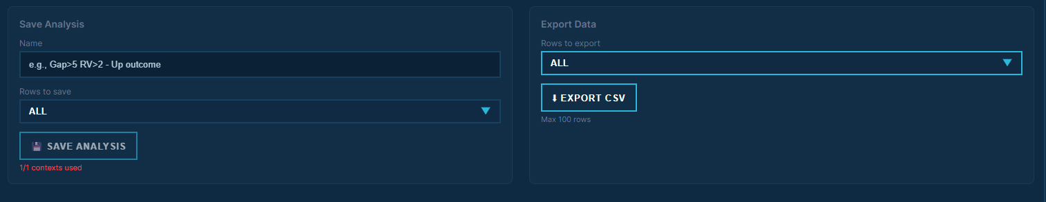 preview rows alongside save and export controls.